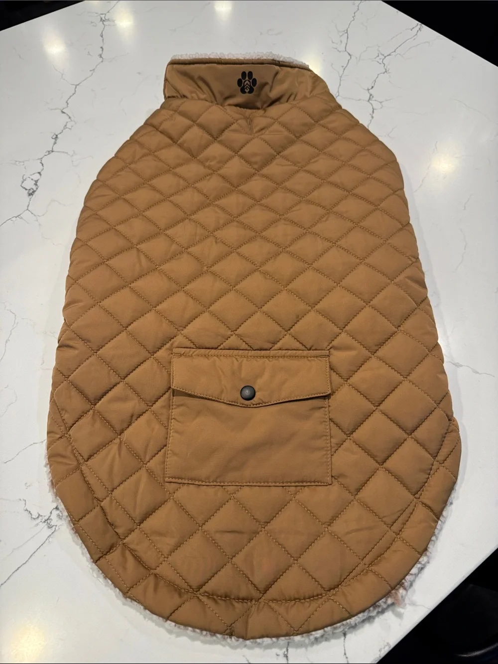 Free Country Quilted Dog Jacket - Tan Brown Sherpa lined
